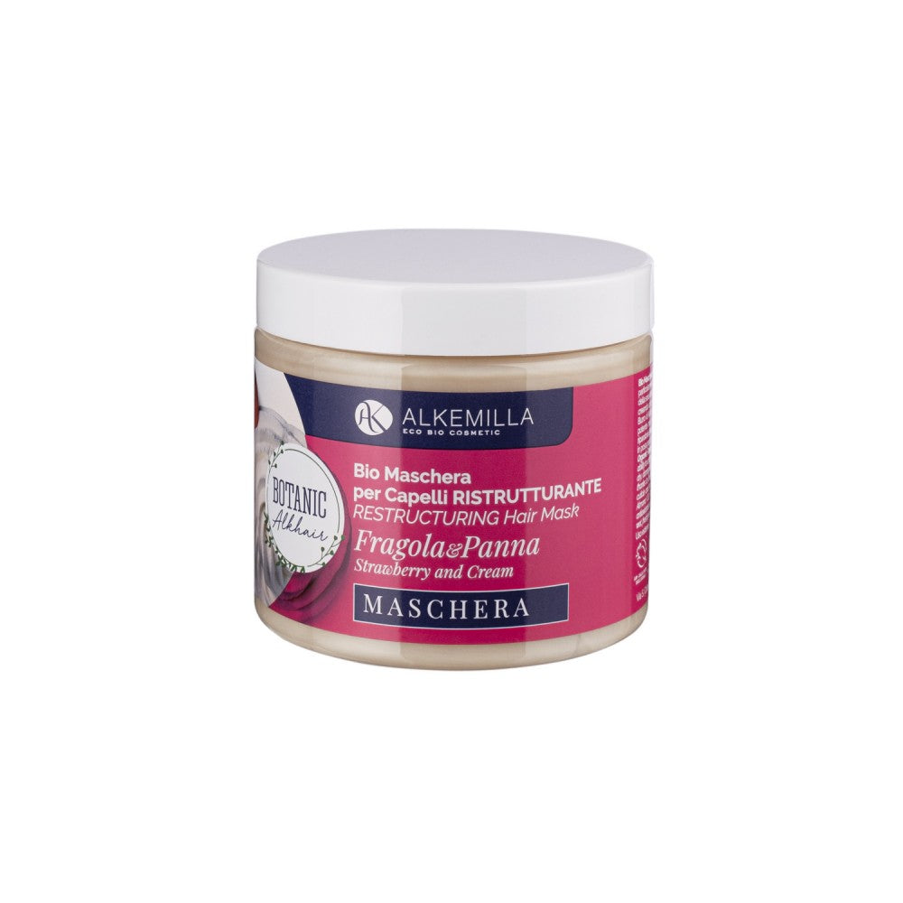 Bio Maschera Capelli Ristrutturante Panna e Fragola - Alkemill