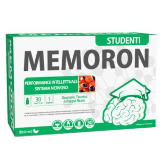 in vendita online su www.tuttofarma.it Dietmed Memoron Studenti Integratore Alimentare Supporto Memoria e Concentrazione 30 fiale da 15 ml